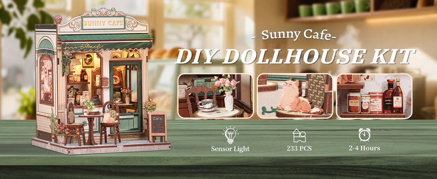 CUTEBEE DIY Book Nook Kit - Sunny Cafe