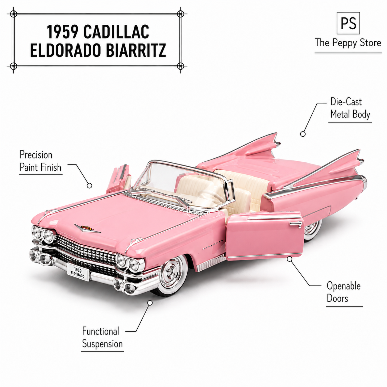 Official Bburago 52 1959 Cadillac Eldorado Biarritz - 1 : 64 Diecast Scale Model
