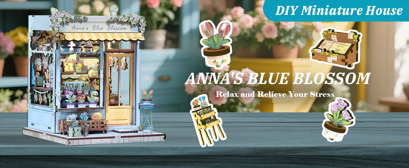 CUTEBEE DIY Book Nook Kit - Anna's Blue Blossom