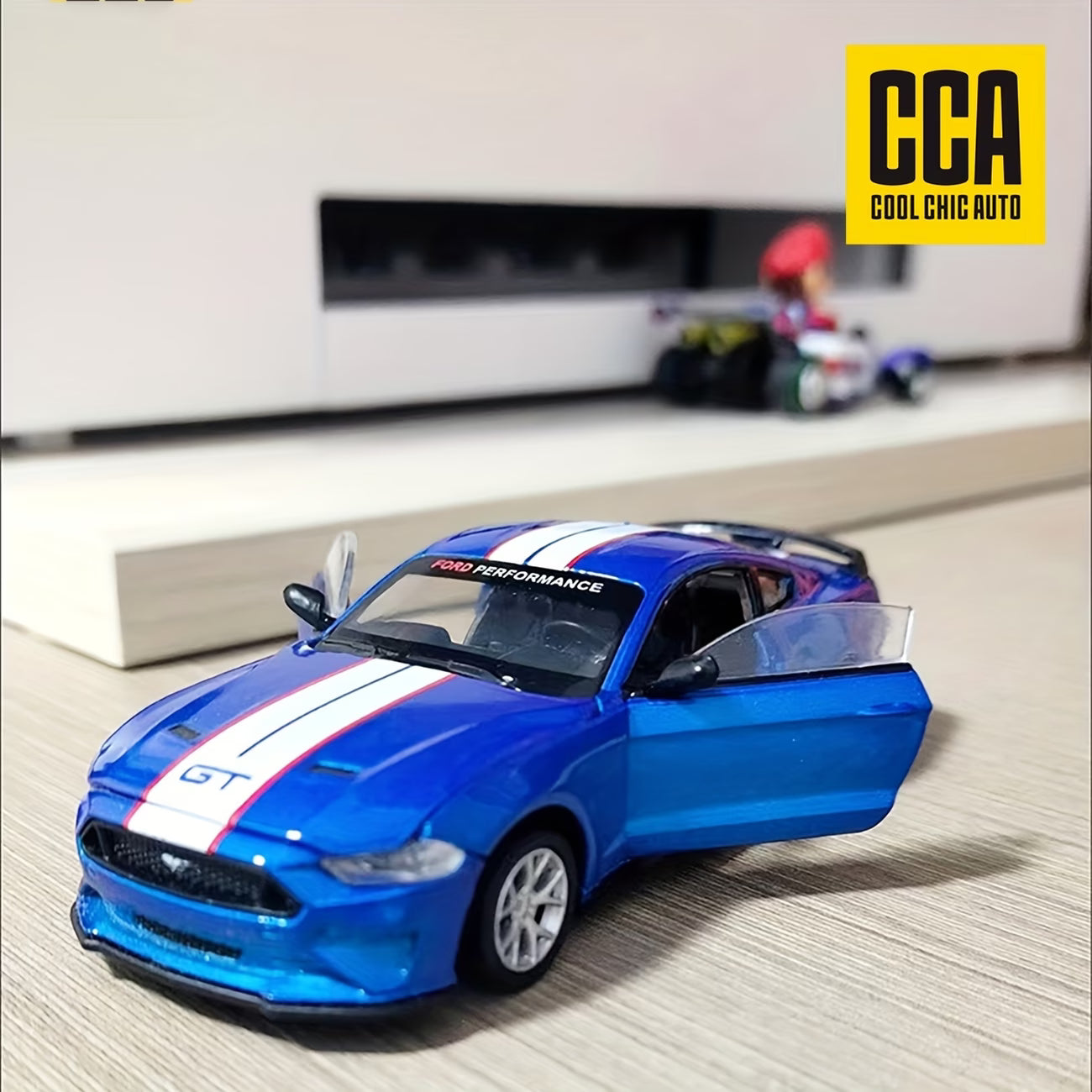 
1:42 Scale CCA Official Licensed Ford Mustang GT 2018 2-in-1 DIY Die-Cast Model Car Kit with Customizable Parts – Blue
