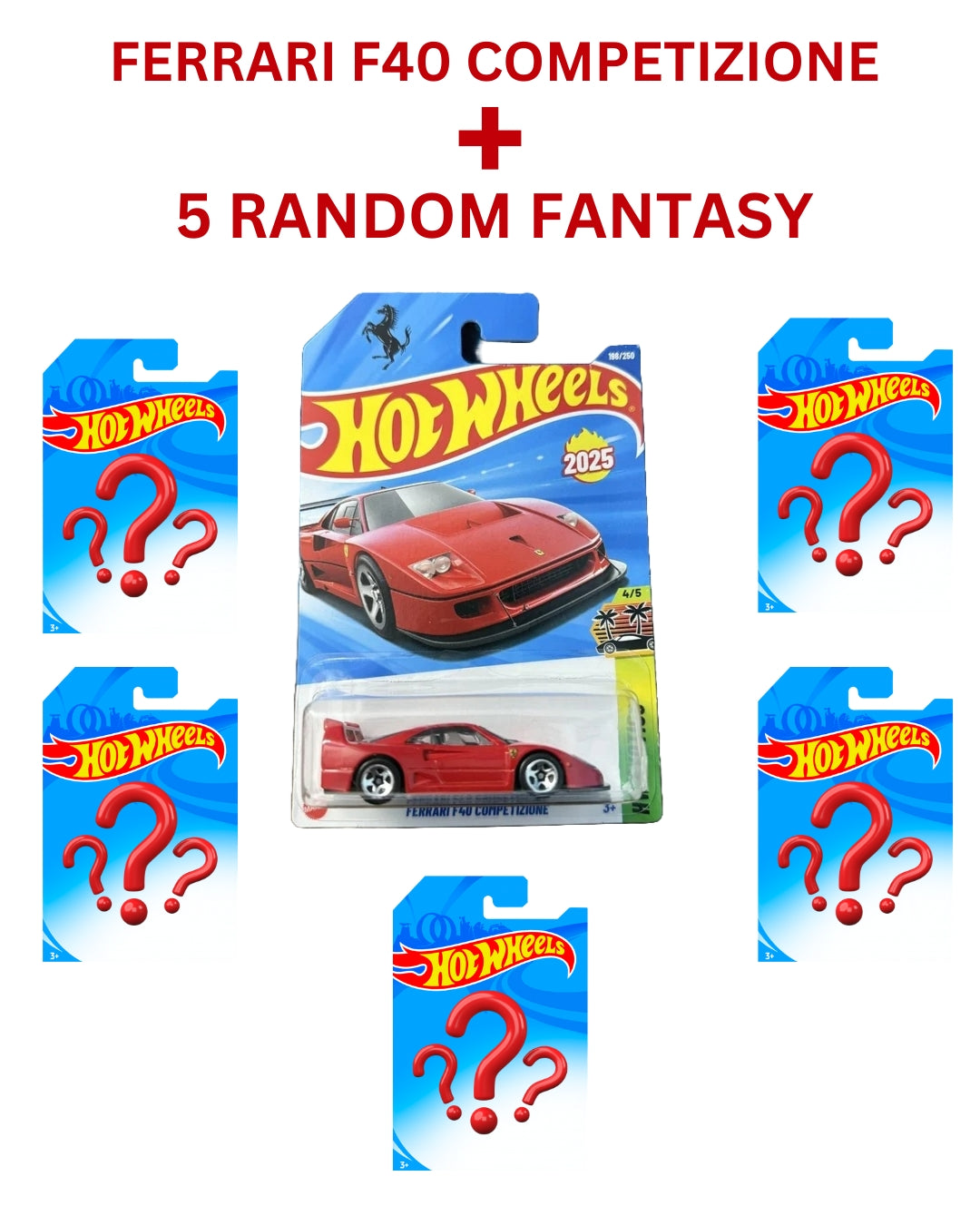Hot Wheels Ferrari F40 Competizione Plus 5 Random Fantasy Cars Combo