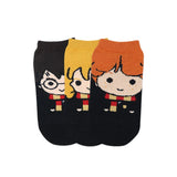 Harry Potter Character Lowcut Socks -Harry Ron & Hermione For Women (Pack Of 3 Pairs/1U) - Yellow, Brown & Orange - ThePeppyStore