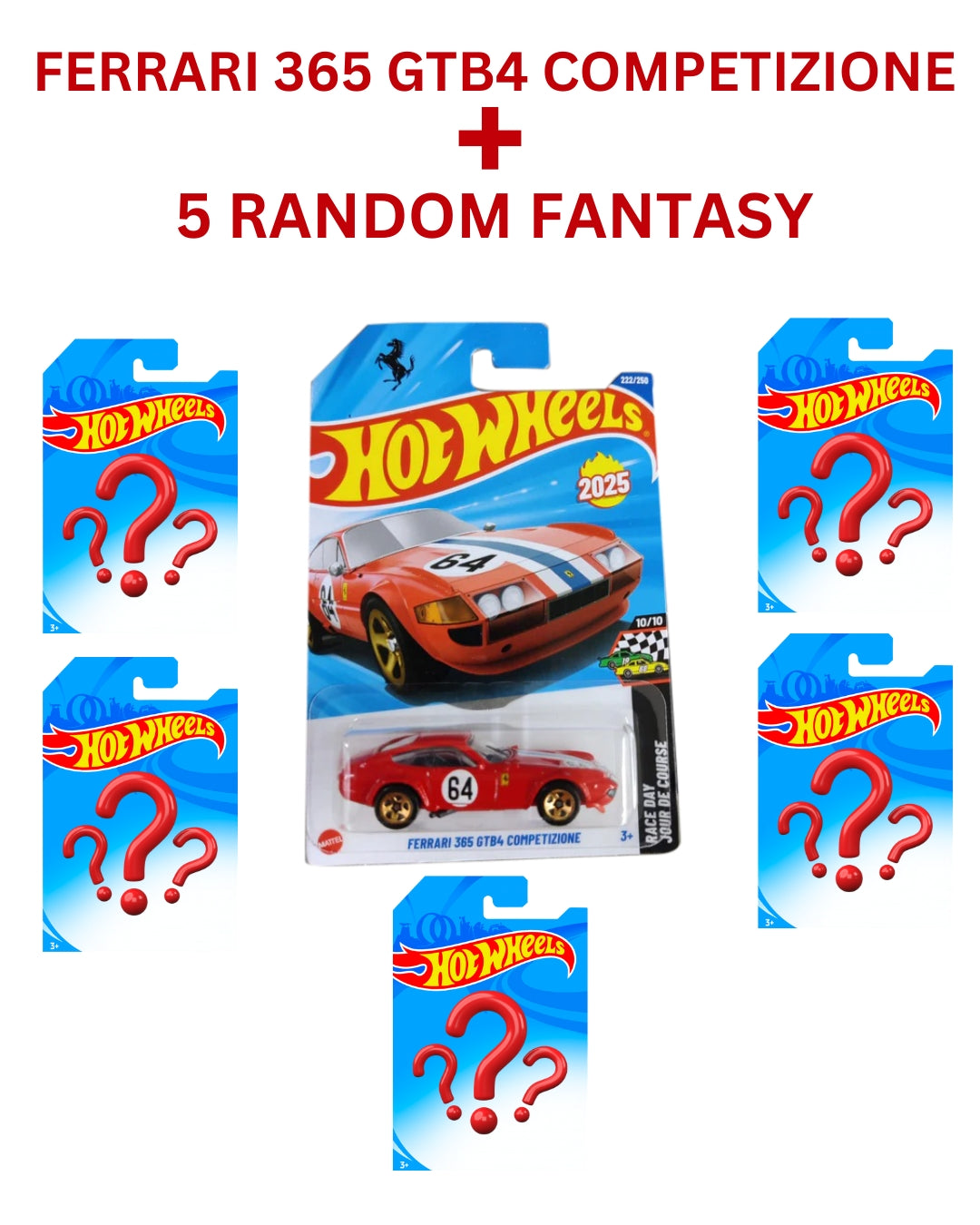 Hot Wheels Ferrari 365 GTB4 CompetizIone Plus 5 Random Fantasy Cars Combo