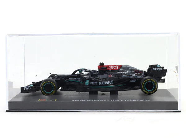 Bburago - 1/43 Scale Model Compatible with Mercedes Compatible with AMG W12 E Performance F1 Racing # 77 Compatible with Valtteri Bottas 2021 (Black)) - (No Cash On Delivery Allowed On This Product