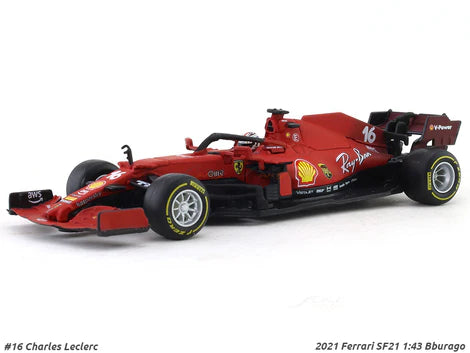 Bburago - 1/43 Scale Model Compatible with Ferrari SF21 - 16 Compatible with Charles Leclerc 2021 Model Car (Red) - (No Cash On Delivery Allowed On This Product