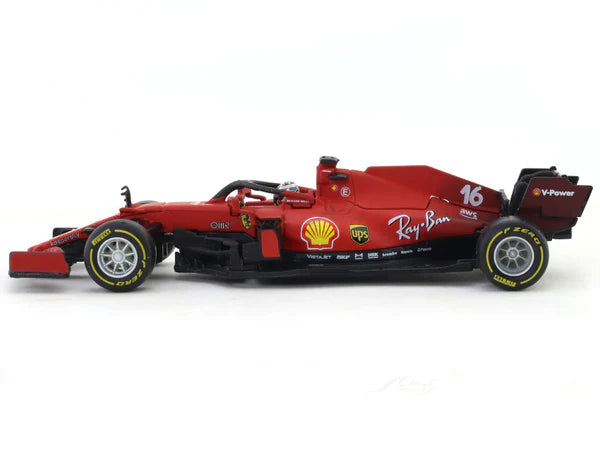 Bburago - 1/43 Scale Model Compatible with Ferrari SF21 - 16 Compatible with Charles Leclerc 2021 Model Car (Red) - (No Cash On Delivery Allowed On This Product