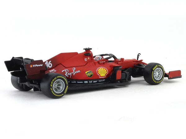 Bburago - 1/43 Scale Model Compatible with Ferrari SF21 - 16 Compatible with Charles Leclerc 2021 Model Car (Red) - (No Cash On Delivery Allowed On This Product