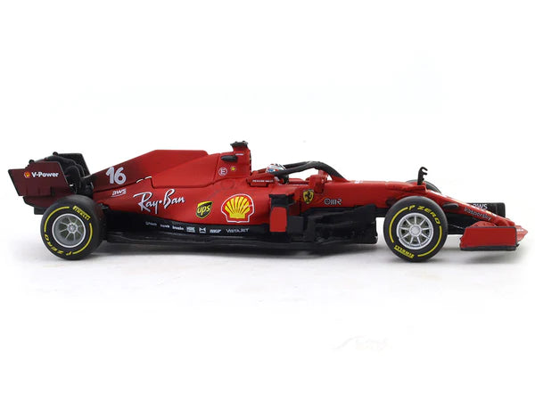 Bburago - 1/43 Scale Model Compatible with Ferrari SF21 - 16 Compatible with Charles Leclerc 2021 Model Car (Red) - (No Cash On Delivery Allowed On This Product