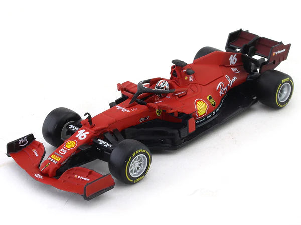 Bburago - 1/43 Scale Model Compatible with Ferrari SF21 - 16 Compatible with Charles Leclerc 2021 Model Car (Red) - (No Cash On Delivery Allowed On This Product