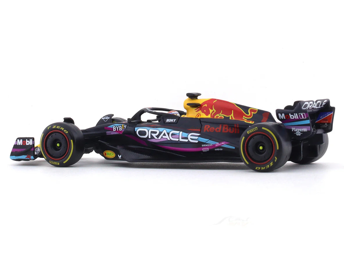 Bburago - 1/43 Scale Model - RedBull racing RB19 2023 #1 Max Verstappen Miami GP Formula 1 Diecast Car Model