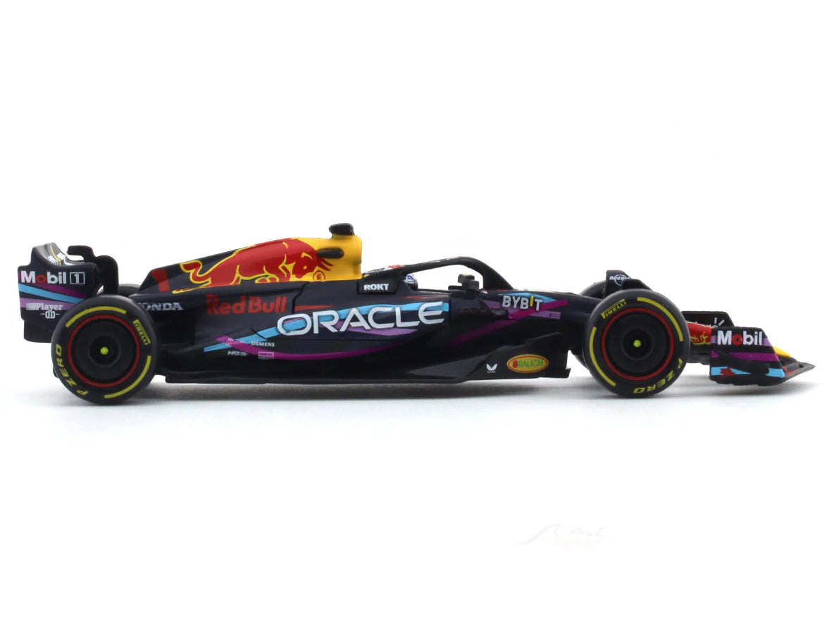 Bburago - 1/43 Scale Model - RedBull racing RB19 2023 #1 Max Verstappen Miami GP Formula 1 Diecast Car Model