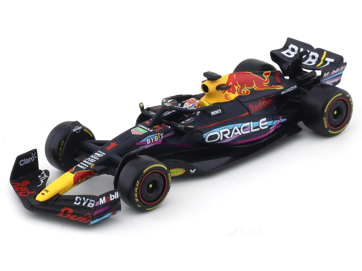 Bburago - 1/43 Scale Model - RedBull racing RB19 2023 #1 Max Verstappen Miami GP Formula 1 Diecast Car Model