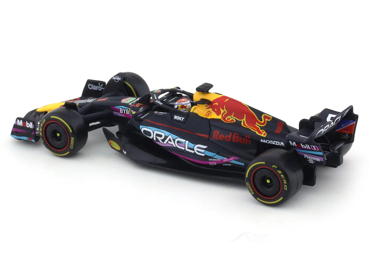 Bburago - 1/43 Scale Model - RedBull racing RB19 2023 #1 Max Verstappen Miami GP Formula 1 Diecast Car Model