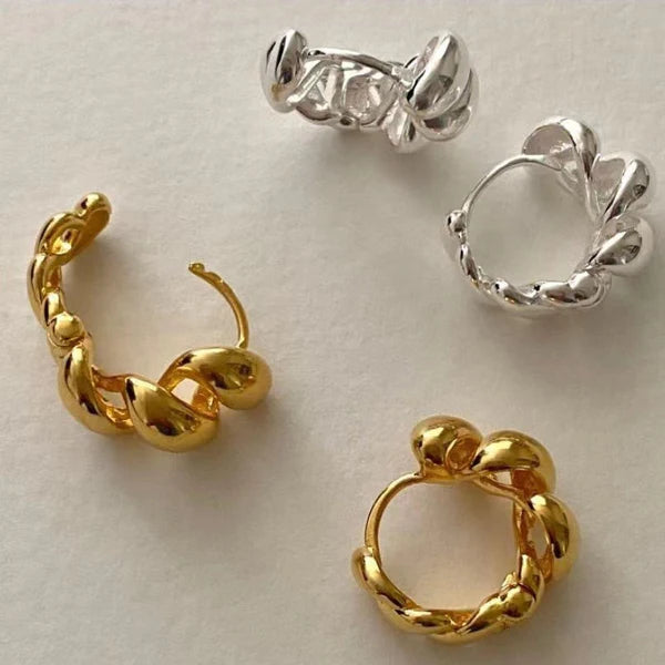 Twisted Croissant Minimal Hoops (Select From Drop Down Menu)