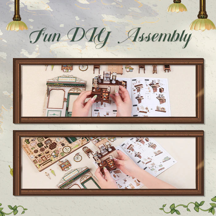 CUTEBEE DIY Book Nook Kit - Sunny Cafe