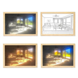 Led Wall Art With Wooden Frame 3D Light Box - USB  (Select From Drop Down)