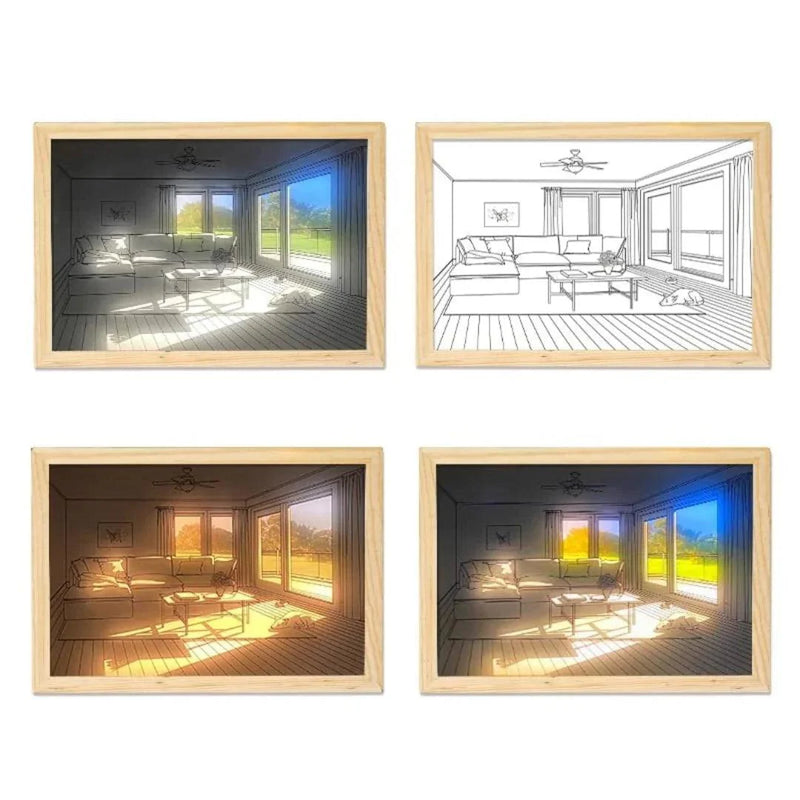 Led Wall Art With Wooden Frame 3D Light Box - USB (Select From Drop Down) - ThePeppyStore