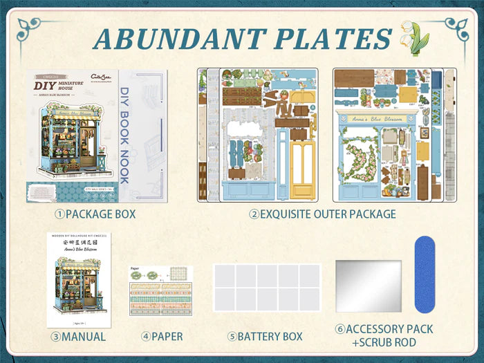 CUTEBEE DIY Book Nook Kit - Anna's Blue Blossom