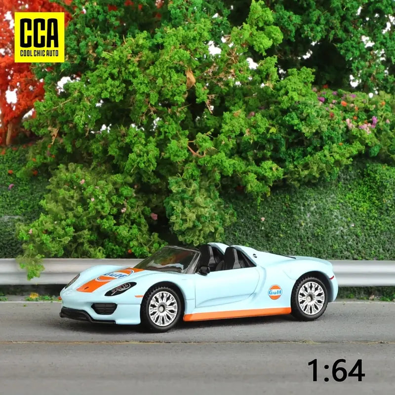 CCA 1:64 Scale Zinc Alloy for PORSCHE 918 Spyder Model Car - Blue & Orange Accents