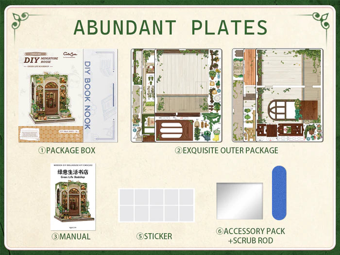 CUTEBEE DIY Book Nook Kit -  Green Life Bookshop