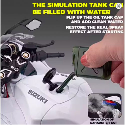 Suzuki Hayabusa GSX-1300R Alloy Model 1:6 Scale Collectible Alloy Metal Diecast Motorcycle Model with Sound, Light & Dynamic Display - Battery Operated