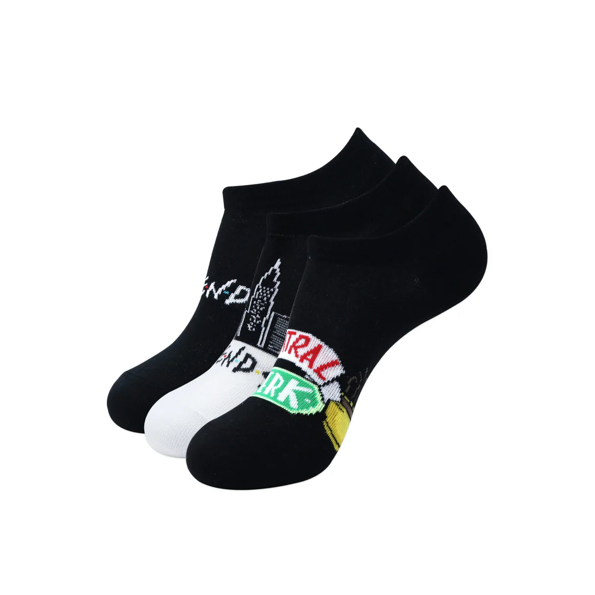 Friends Logo and Central Perk Lowcut Socks For Women - Black (Pack Of 3)