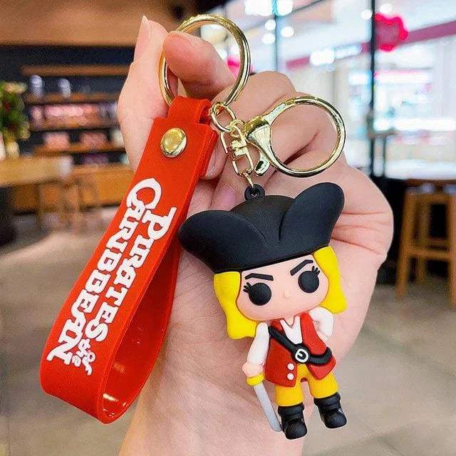 Pirates Of The Carribean Silicon Keychain With Bagcharm and Strap (Select From Drop Down Menu) - ThePeppyStore