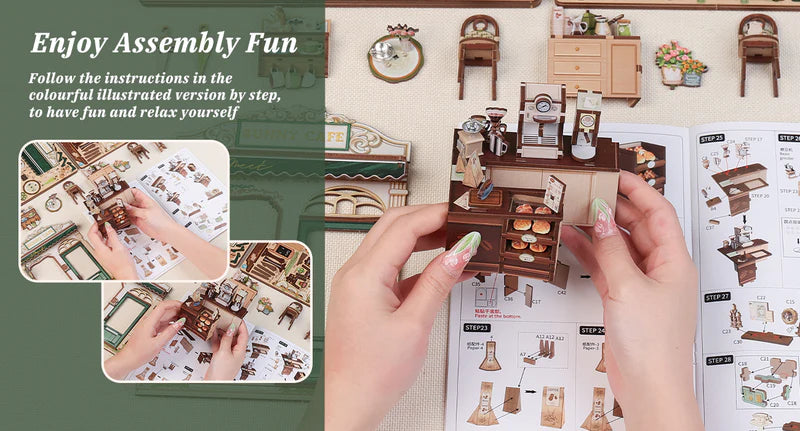 CUTEBEE DIY Book Nook Kit - Sunny Cafe