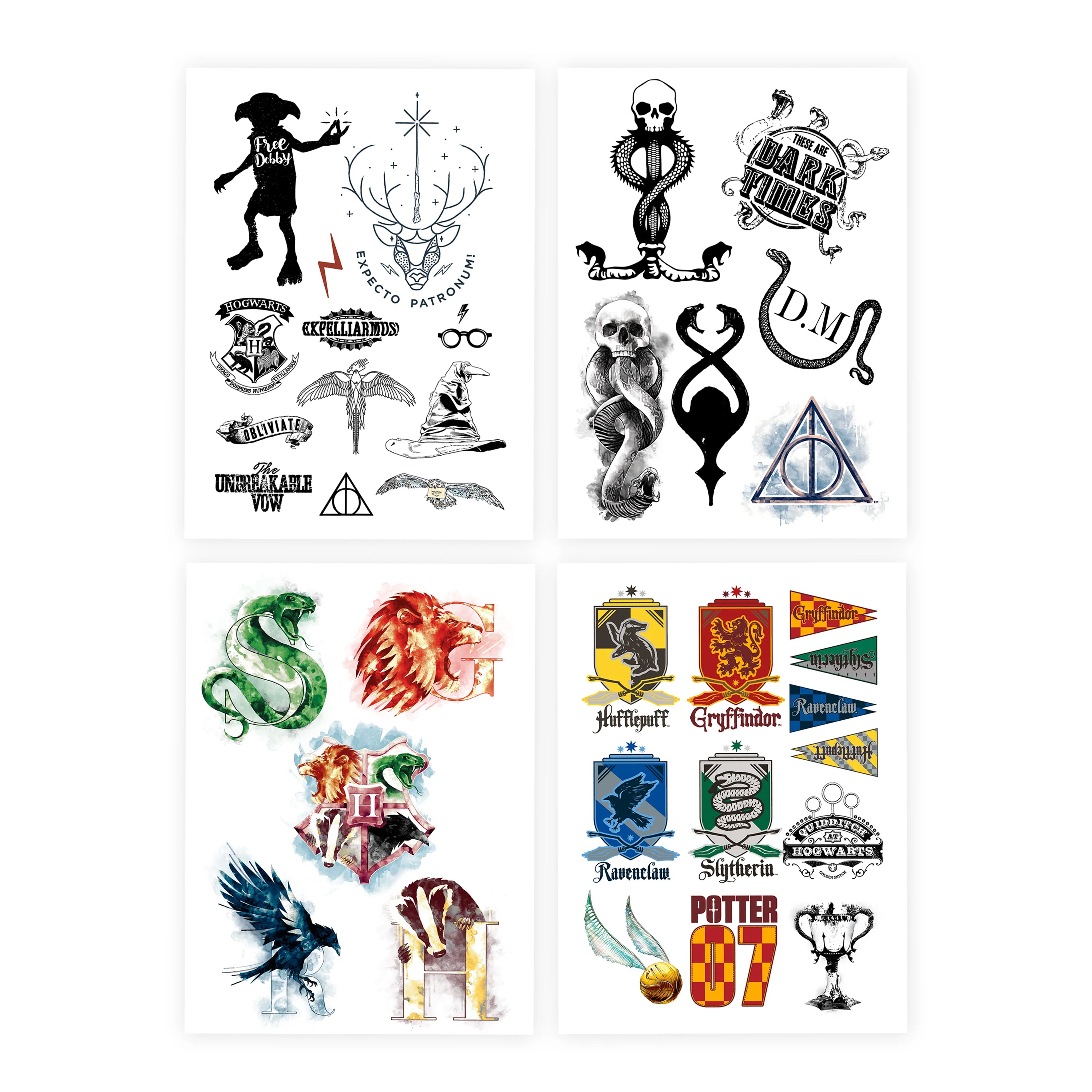 Harry Potter Official Temporary Tattoos (35 Pcs) - 4 Sheets