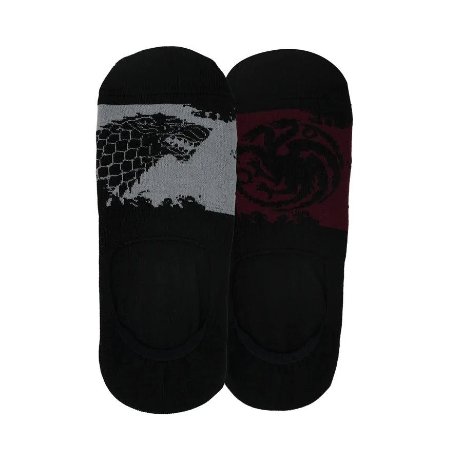 Game Of Thrones House Targaryen & House Of Stark Loafer/invisible Socks For Men - Grey & Maroon - ThePeppyStore