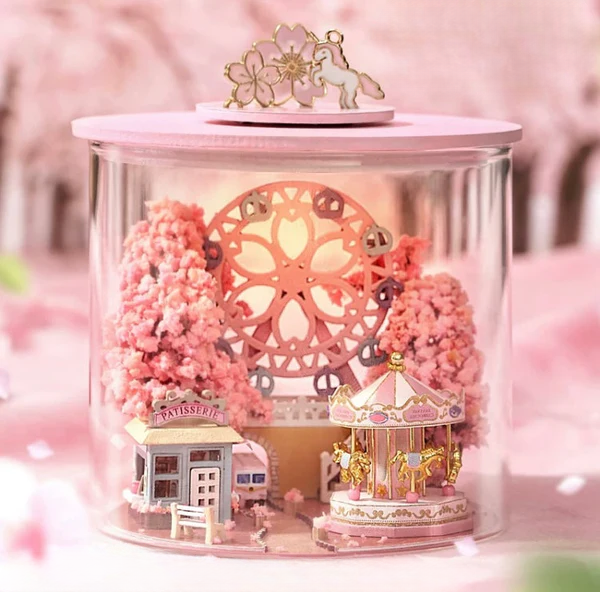 Sakura Scenery 3D DIY Decor Miniature House Kit in Dream Bottle Series 3D DIY Decor