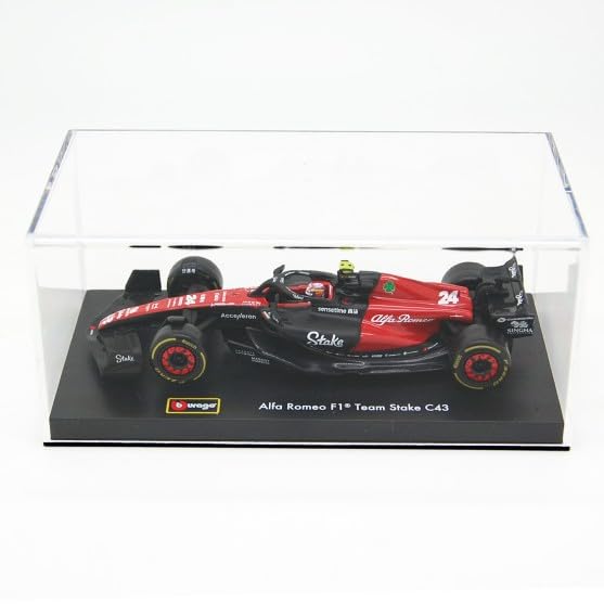 Bburago - 1/43 Scale Model Compatible with Alfa Romeo Stake C43# 24 Compatible with Zhou Guanyu 2023 Racing Car Model - (No Cash On Delivery Allowed On This Product)