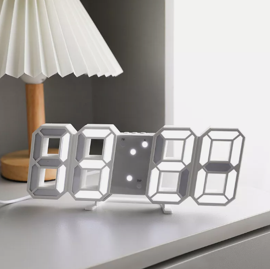 Led Alarm Clock - White