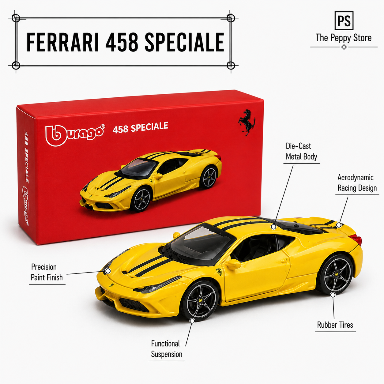 Official Bburago 458 Speciale - 1 : 64 Diecast Scale Model