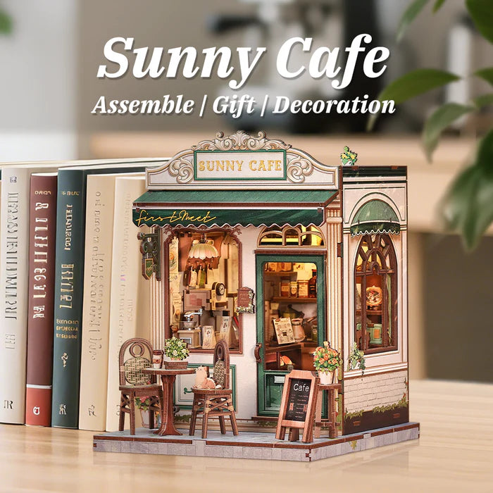 CUTEBEE DIY Book Nook Kit - Sunny Cafe