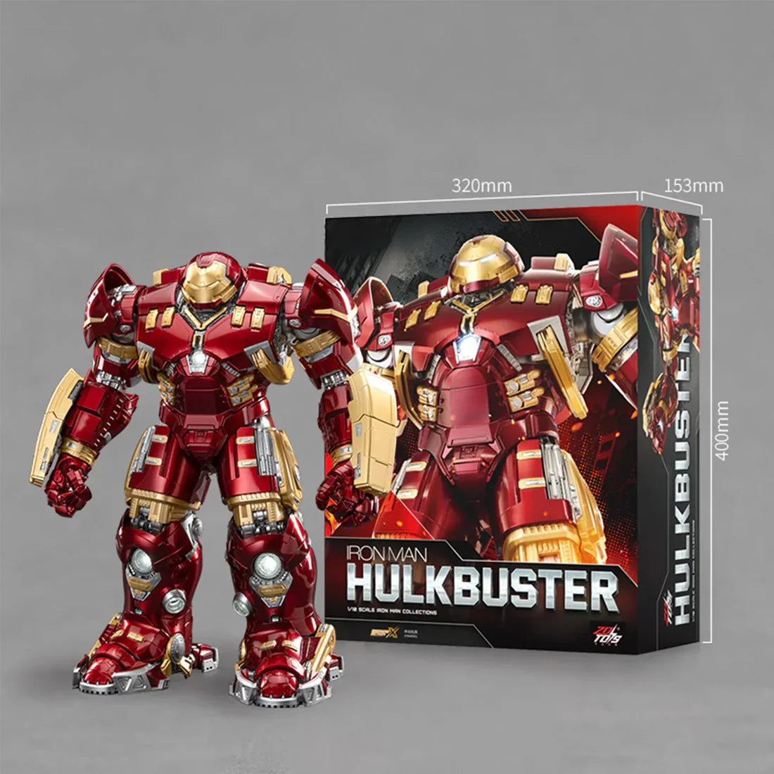 Marvel iron Man Mark 44 MK44 1:10 Scale Hulkbuster Collectible Action Figure With LED Light Function by ZD Toys