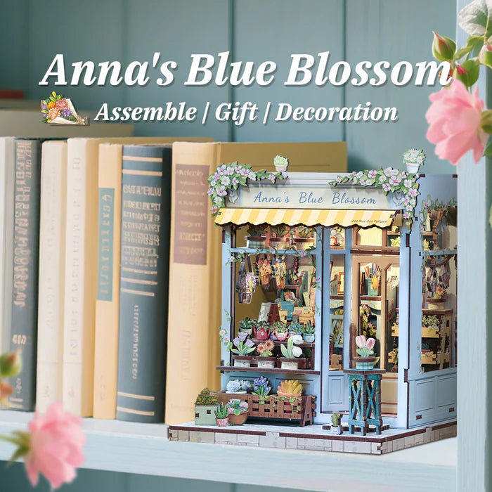 CUTEBEE DIY Book Nook Kit - Anna's Blue Blossom