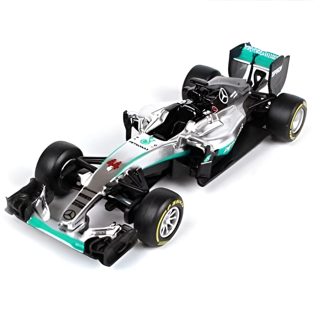 Bburago - 1/43 Scale Model - 2016 Silver Racing Mercedes F1 W07 Hybrid #43 Lewis Hamilton Diecast Model Car