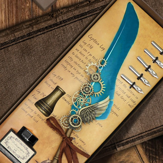Feather Pen Set of 8 - With Ink, Penholder and Nib - (Select From Drop Down Menu)