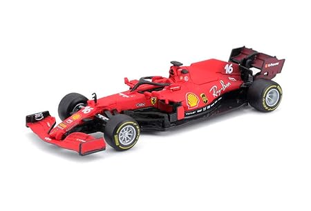 Bburago - 1/43 Scale Model Compatible with Ferrari SF21 - 16 Compatible with Charles Leclerc 2021 Model Car (Red) - (No Cash On Delivery Allowed On This Product