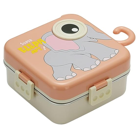 Elephant 5 Compartments Stainless Steel Lunch Box with Spoon and Salad Cup