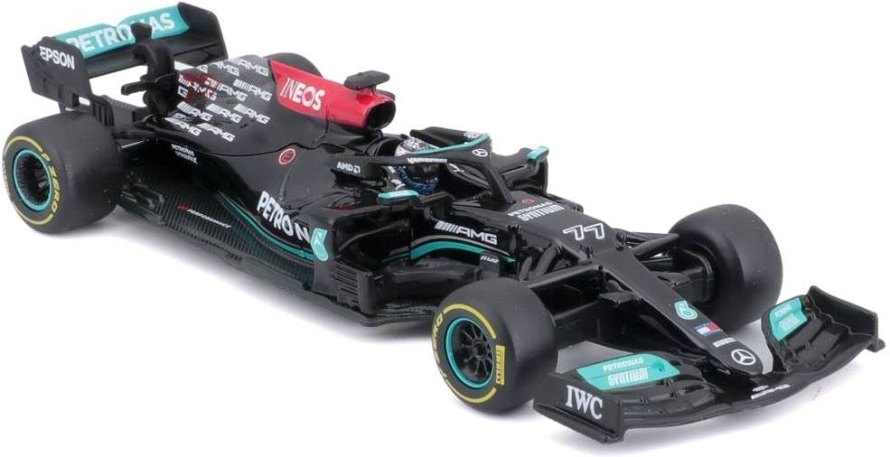 Bburago - 1/43 Scale Model Compatible with Mercedes Compatible with AMG W12 E Performance F1 Racing # 77 Compatible with Valtteri Bottas 2021 (Black)) - (No Cash On Delivery Allowed On This Product