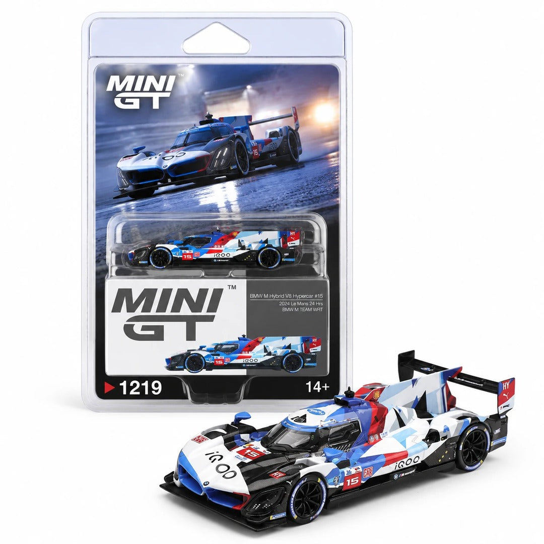 MINI GT #1219 – BMW M Hybrid V8 Hypercar #15 BMW M Team WRT 2024 Le Mans (With Blister) 1:64 Diecast Model Car