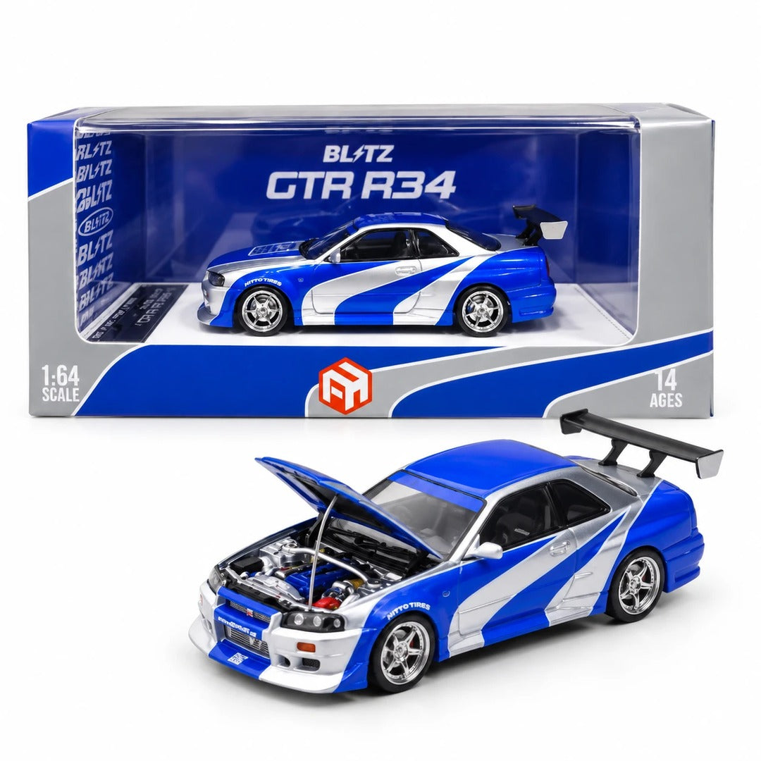 Focal Horizon GTR R34 Nissan Skyline 1:64 Diecast Model Car with Openable Hood Pre-Order ( Ships before 24th October)