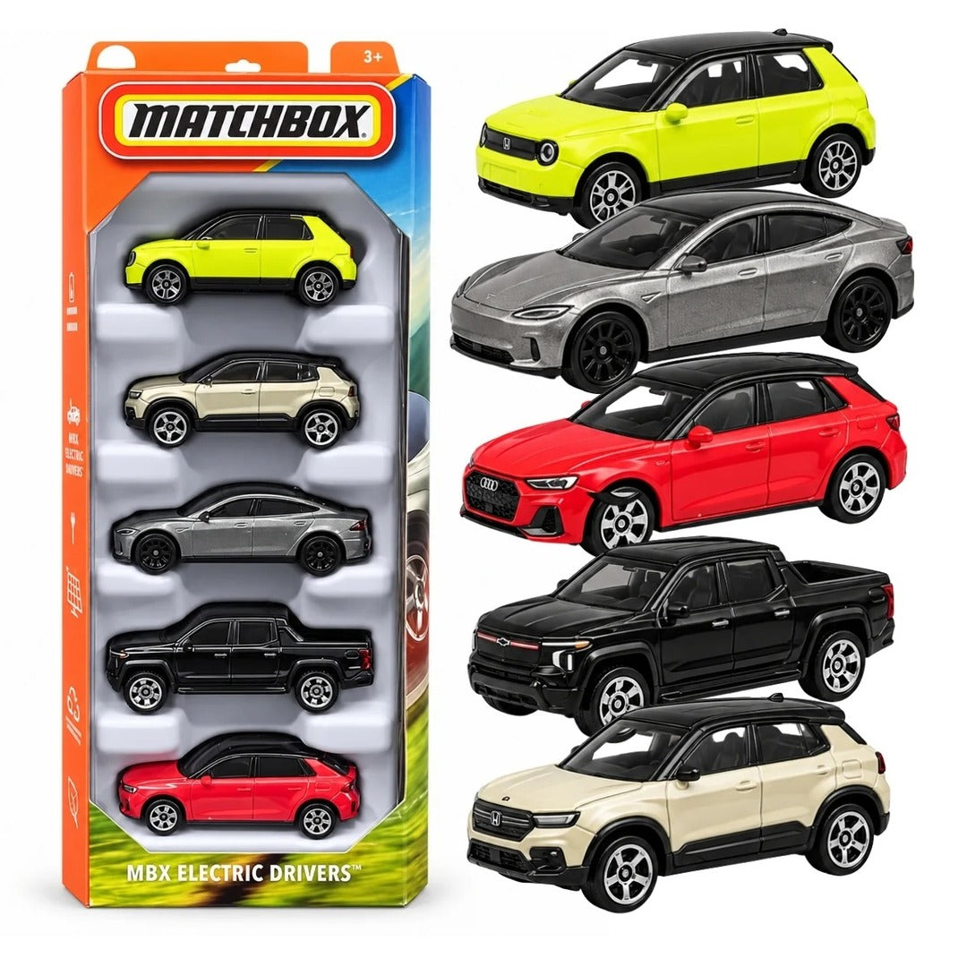 Matchbox Imported MBX Electric Drivers 5-Pack Diecast Model Cars 1:64 Scale