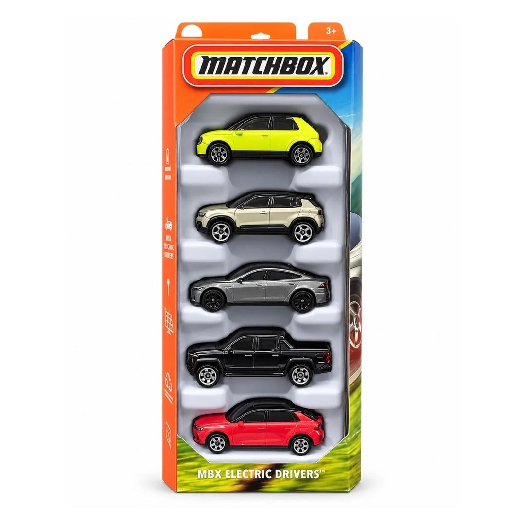 Matchbox Imported MBX Electric Drivers 5-Pack Diecast Model Cars 1:64 Scale