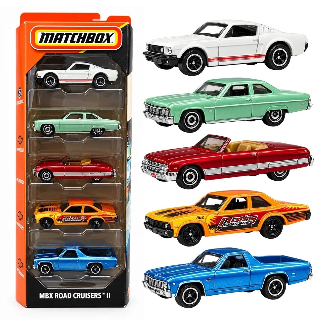 Matchbox Imported MBX Road Cruisers II 5-Pack Diecast Model Cars 1:64 Scale