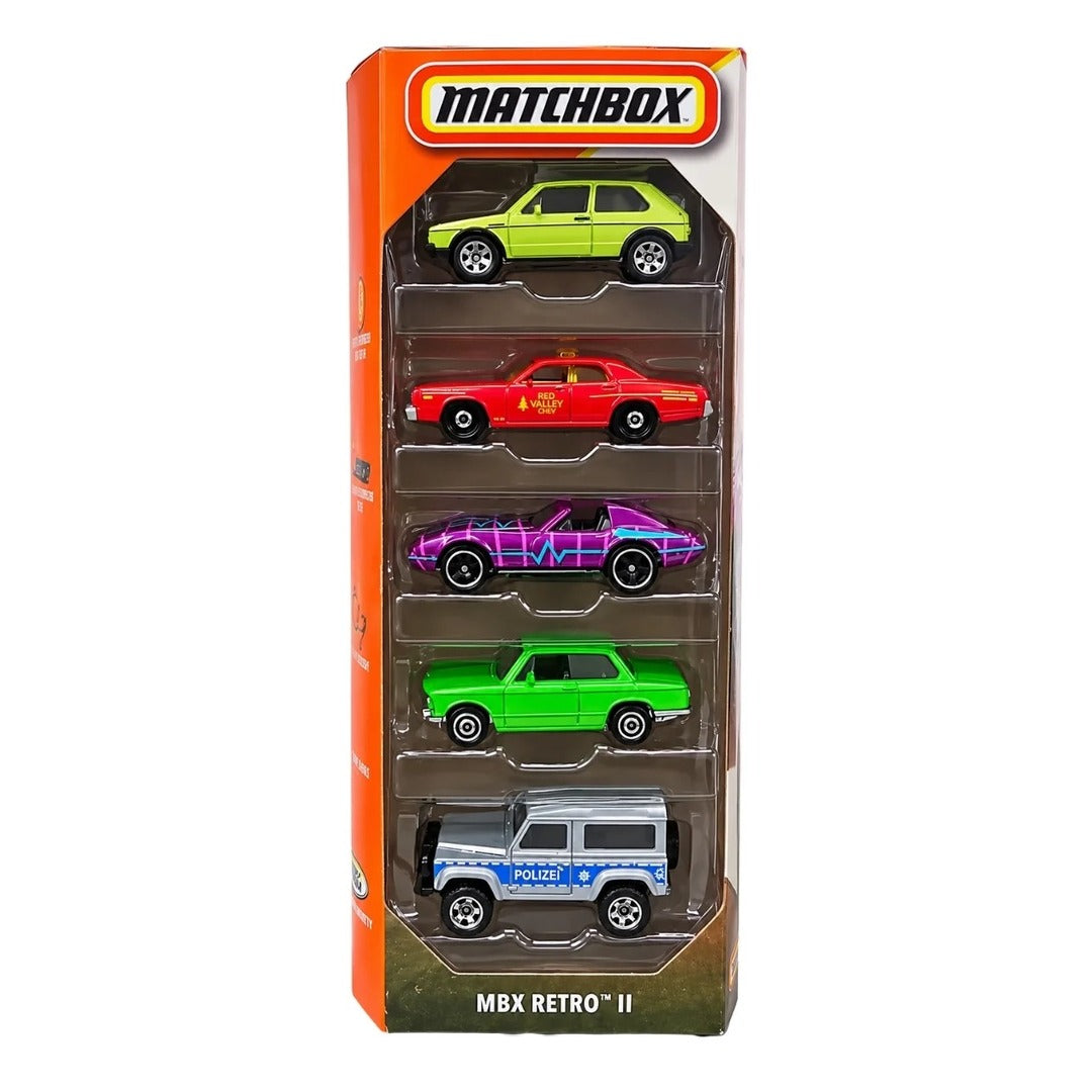 Matchbox Imported MBX Retro II 5-Pack Diecast Model Cars 1:64 Scale