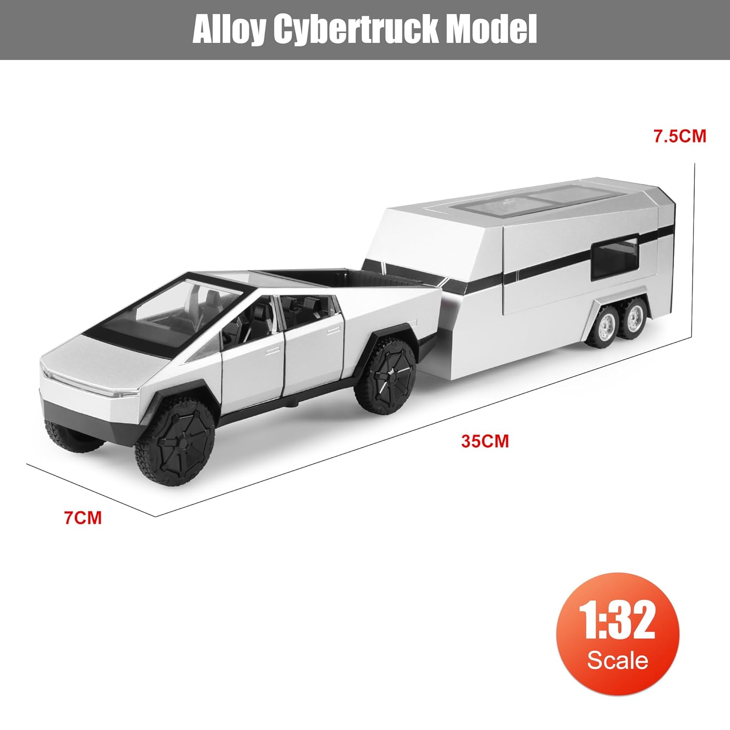 Cybertruck Toy Trucks with Trailer RV 1/32 Cyber Truck Diecast Model Car Exclusive Collection - No Cod Allowed On this Product - Prepaid Orders Only (Copy)