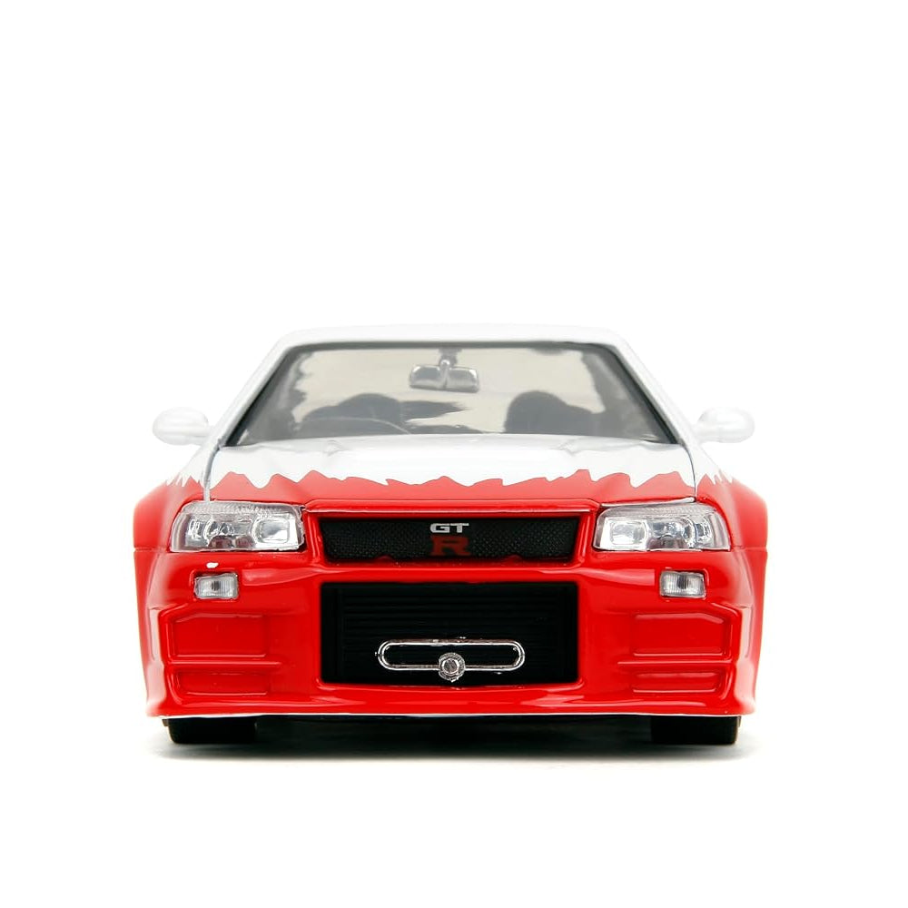 Jada Street Fighter Ryu 2002 Nissan Skyline GT-R (R34) 1:24 Diecast Model Car with Ryu Figure